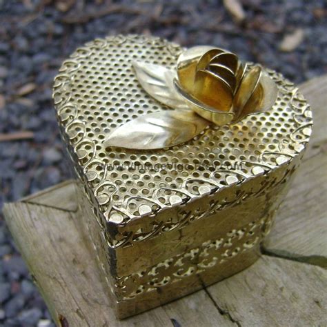 small metal heart box|Amazon.com: Heart Shaped Trinket Box.